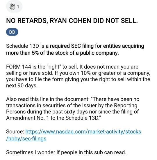 FAKE NEWS: Cohen HASN'T sold  BBBY shares!