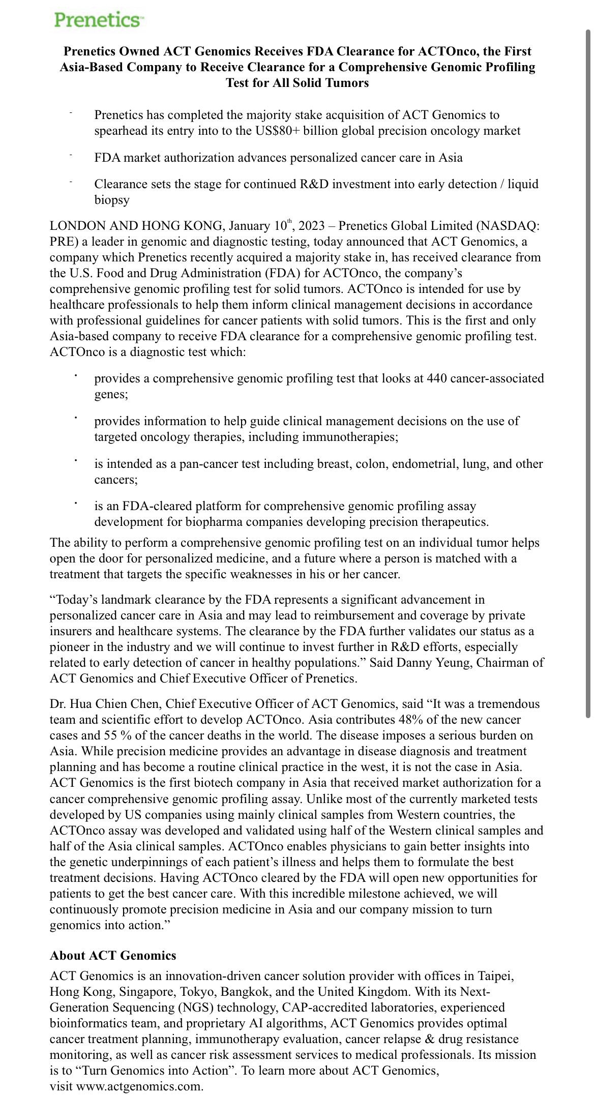 $Prenetics Global (PRE.US)$ Official Sec Filling FDA approved 👋💎