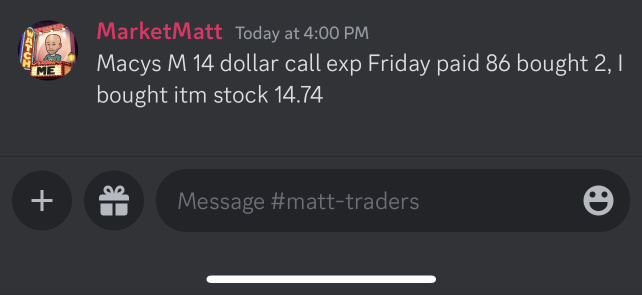 Entered into a few end of day calls