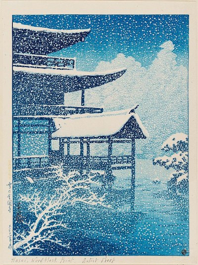 Kinkaku-ji in the Snow by Hasui Kawase (1922)