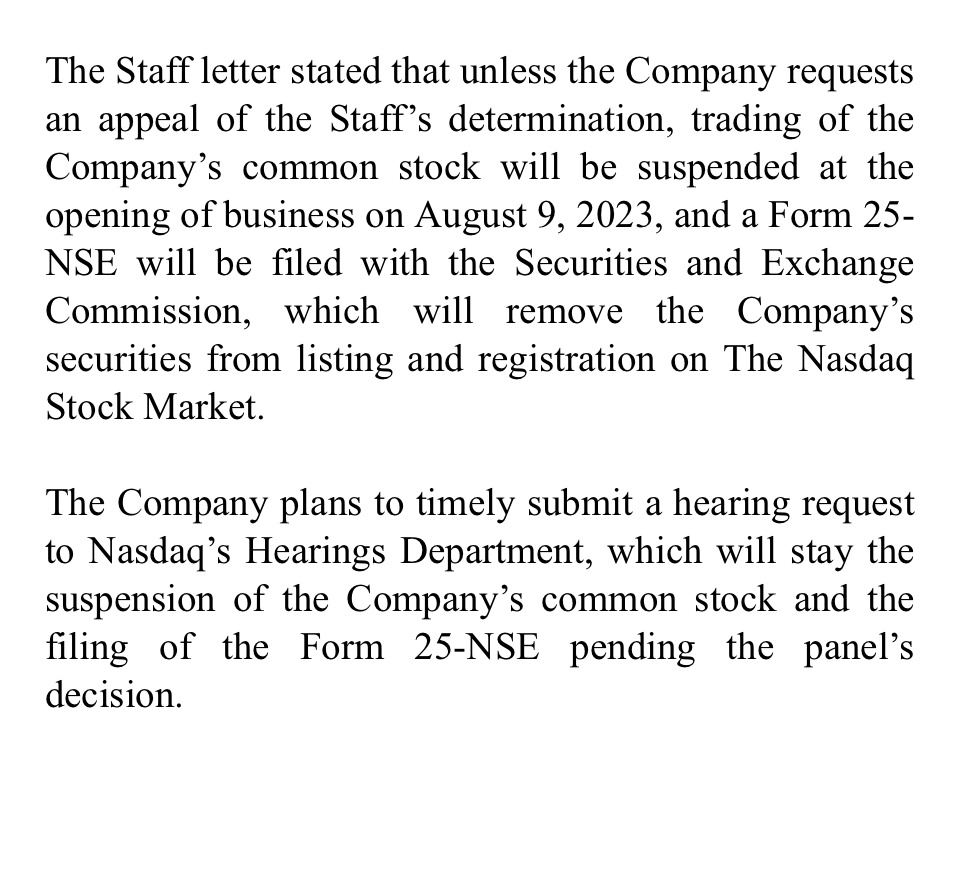 $EBET Inc (EBET.US)$ no delist tomorrow. they will file 8k timely as shown in link provided and picture attached.  also in pictures is nasdaq delist list and eb...