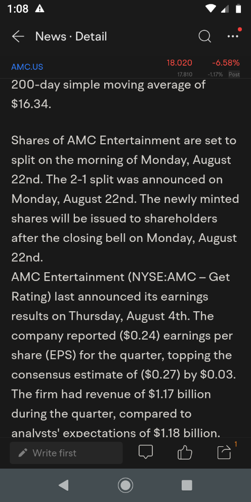 $AMC Entertainment (AMC.US)$ after the closing bell on the 22nd? I thought it was in the morning??!?