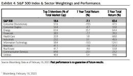 S&P 500の指数とセクターのウェイトとパフォーマンス-トップ5メンバー