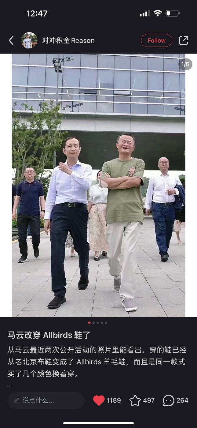 Jack Ma was seen wearing Allbirds