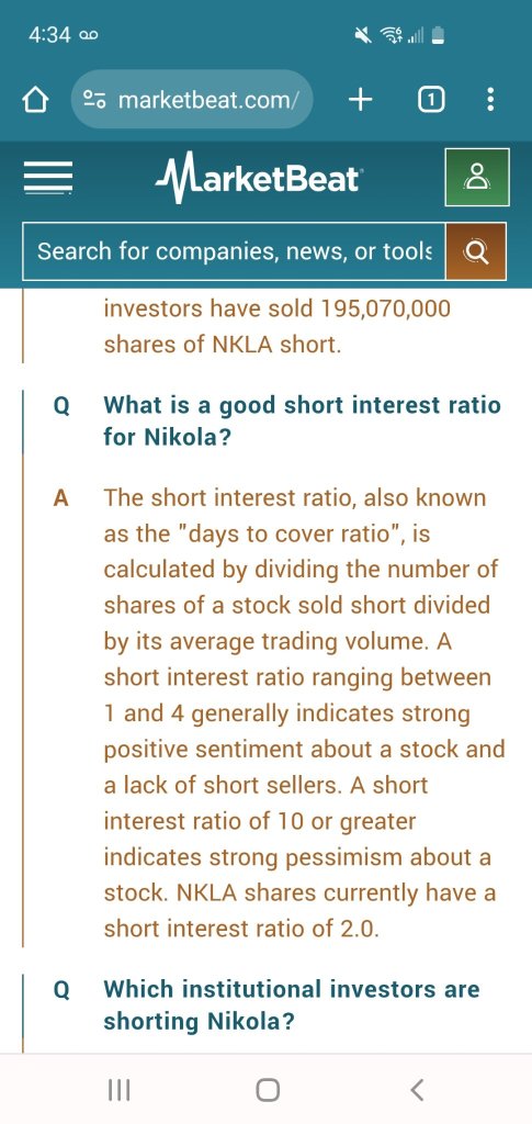 MB:  Short Interest Ratio is 2.0 "Strong Positive Sentiment"