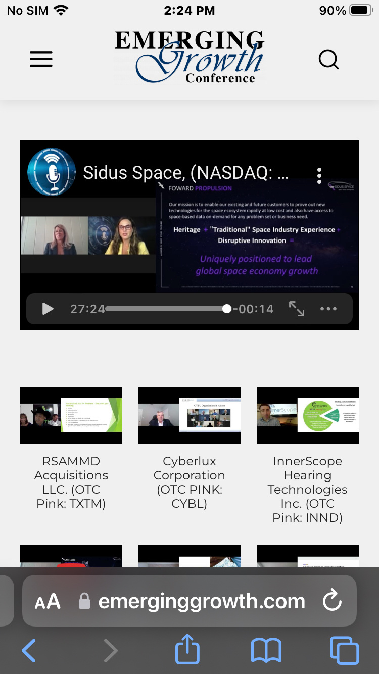 $Sidus Space (SIDU.US)$ way to go Carol! go watch @ [Share Link: Emerging Growth Conference]