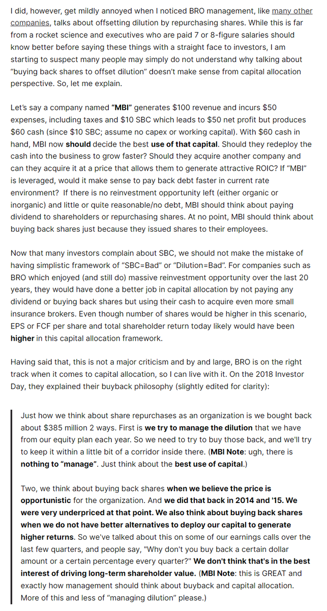 One of the things about capital allocation that's difficult for me to grasp is why and how C-suite executives with 7 or 8-figure salaries talk about "buying bac...