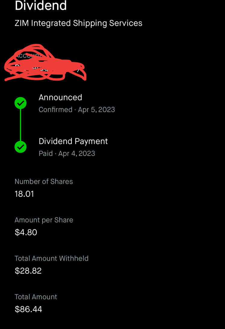 $ジム・インテグレーテッド・シッピング・サービ (ZIM.US)$ Robinhoodの支払いはすでに完了していますが、6.4と言われたのに4.8しかありませんでした。