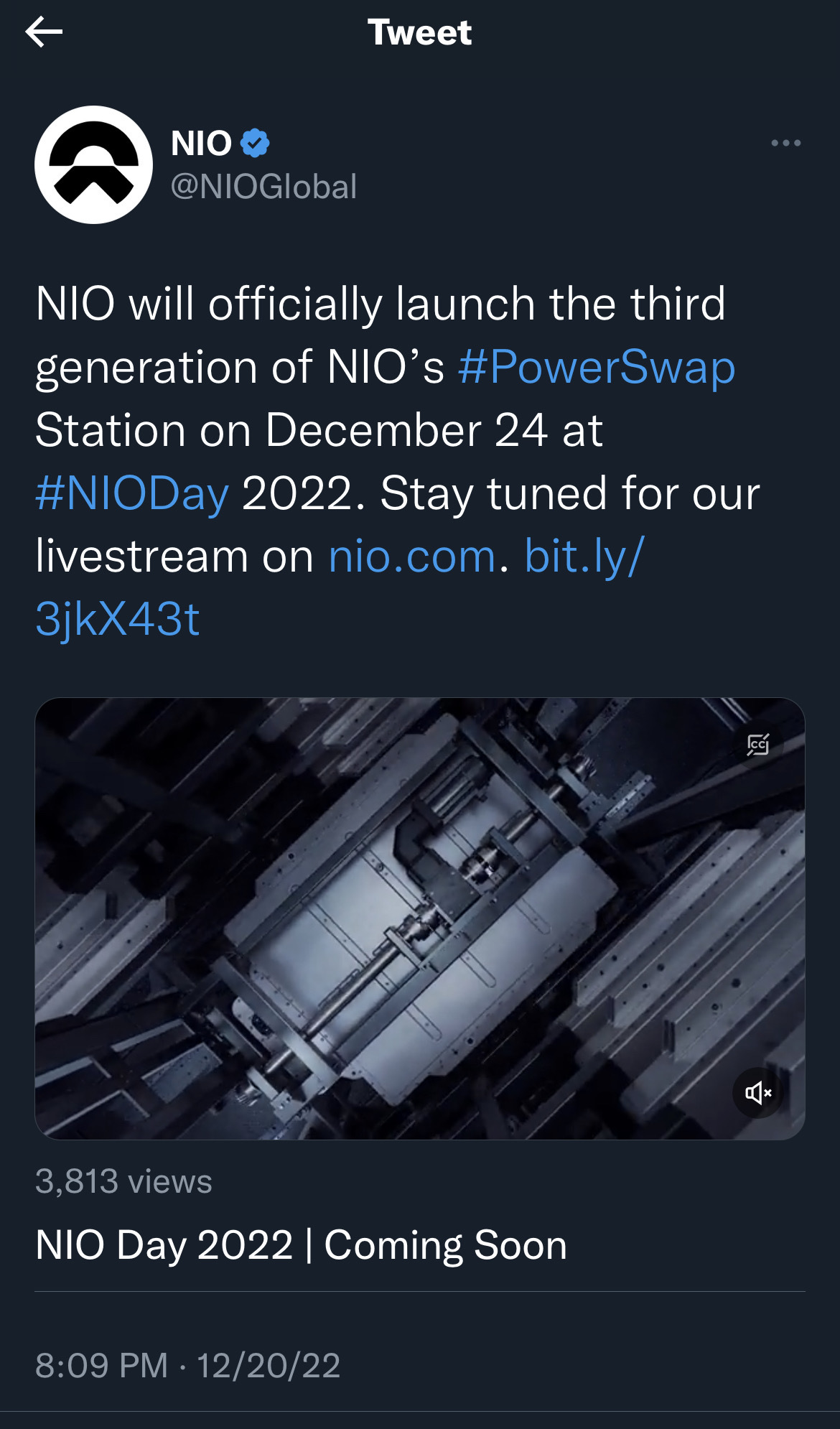 $NIO-SW (09866.HK)$   I’m so excited for NIO Day 2022… Power Swap 3.0 December 24, NIO Day 2022: We will officially launch the third generation of NIO’s Power S...