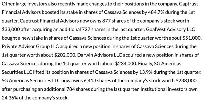 Bullish SAVA Details 🚀Many More Institutional Buying of SAVA