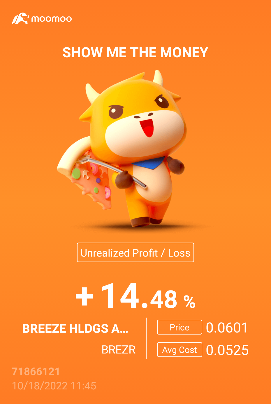 Another good day for $BREEZE HLDGS ACQUISITION CORP COM USD0.0001(S/R 23/05/2022) (BREZR.US)$ 15% profit today