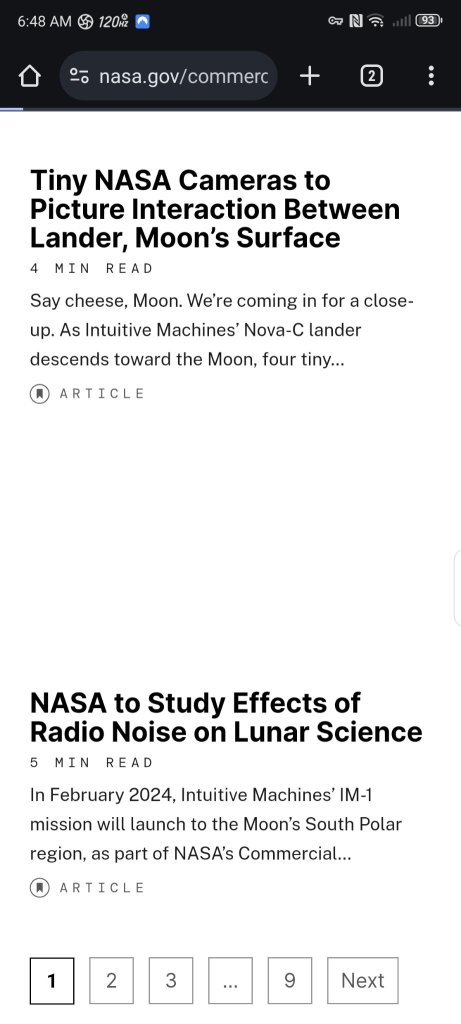 NASA spamming intuitive machines articles. So much content in NASA download the app.