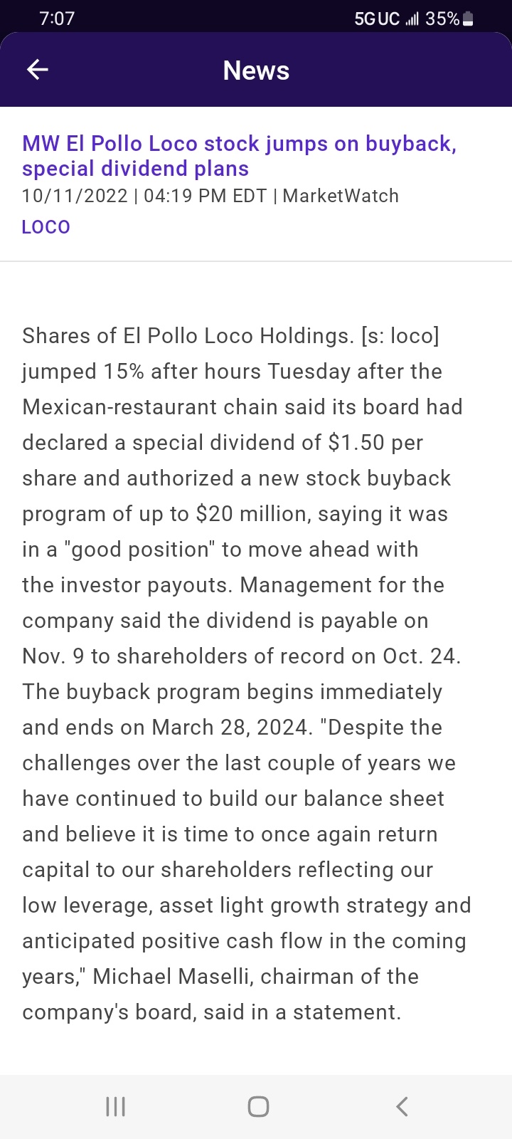 $El Pollo Loco (LOCO.US)$