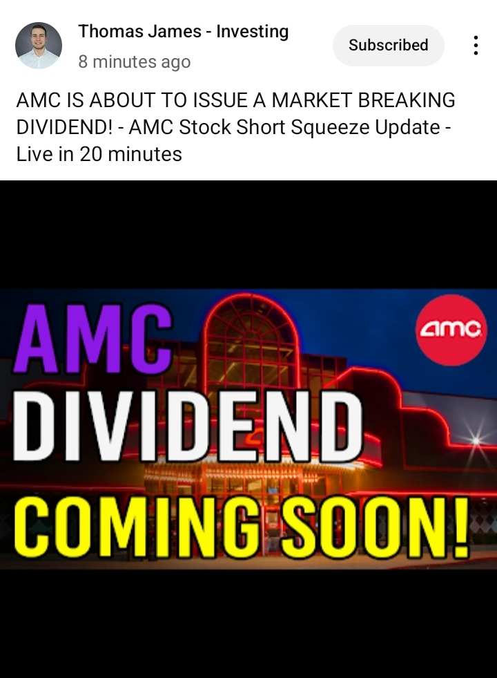 wow, amc to announce dividends to share holders very soon. 