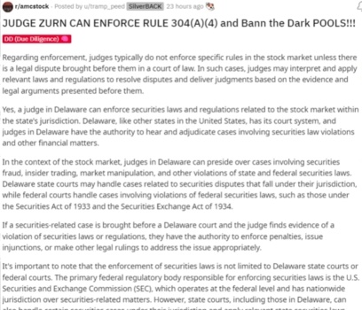 breaking news guys !!! judge zurn maybe ban dark pool trading as part of her decision in this court case.