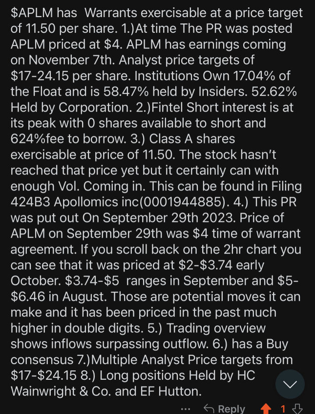 APLM Warrants price target of 11.50 found in 424B3 filing