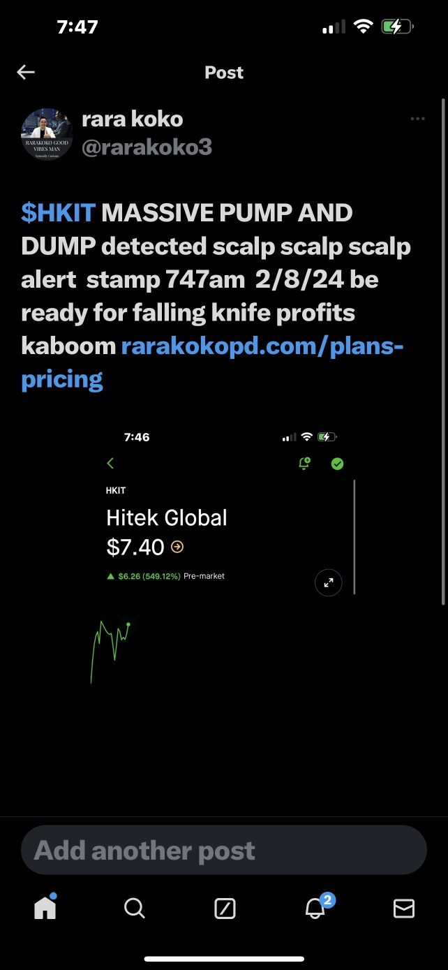 $HKIT MASSIVE PUMP AND DUMP detected scalp scalp scalp alert  stamp 747am  2/8/24 be ready for falling knife profits kaboom rarakokopd.com/plans-pricing