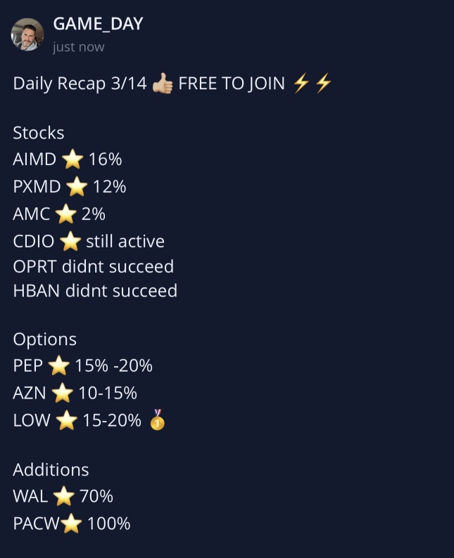Daily Recap 3/14 👍🏼 FREE TO JOIN ⚡️