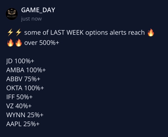 ⚡️⚡️Some of LAST WEEK options alerts reach 🔥🔥🔥 over 500%+