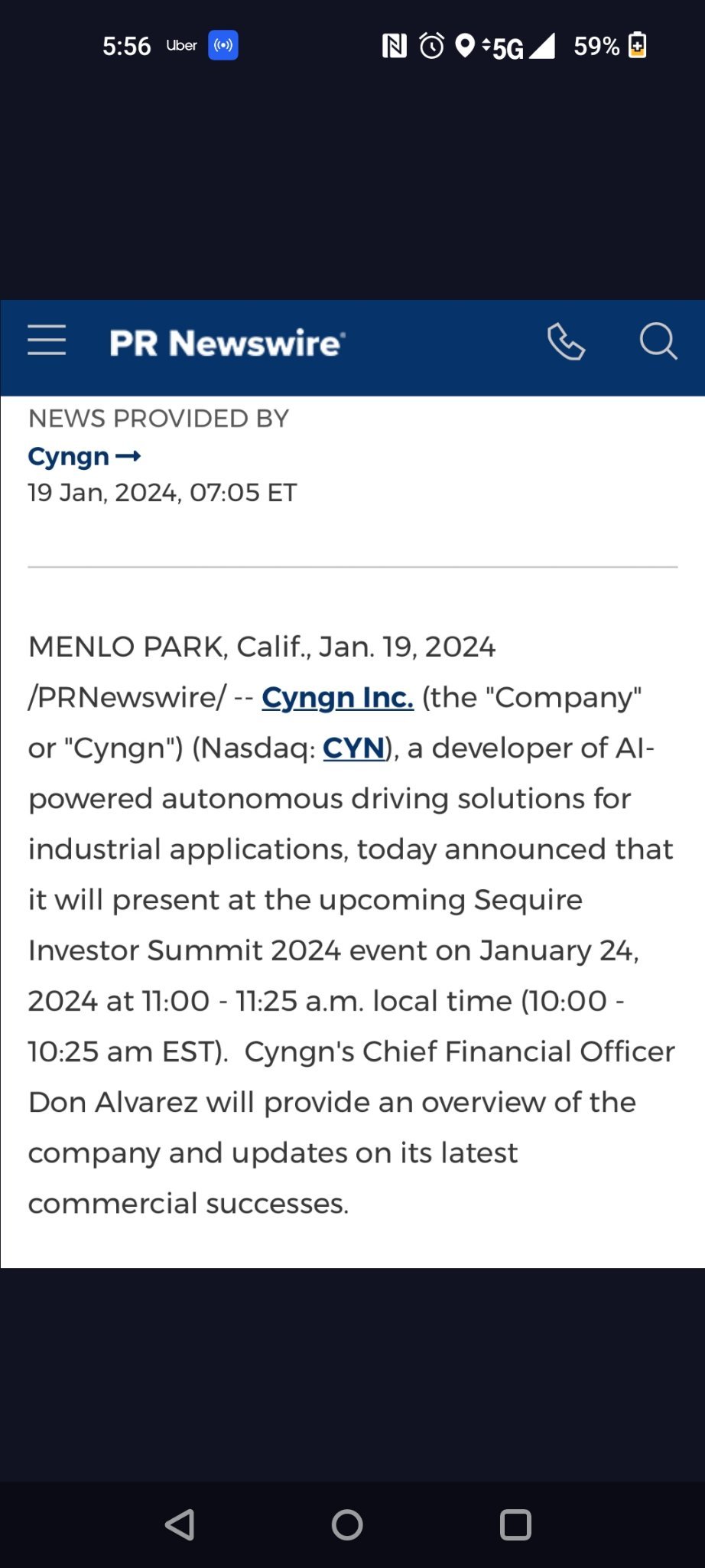 $Cyngn (CYN.US)$ 明天投资人会议