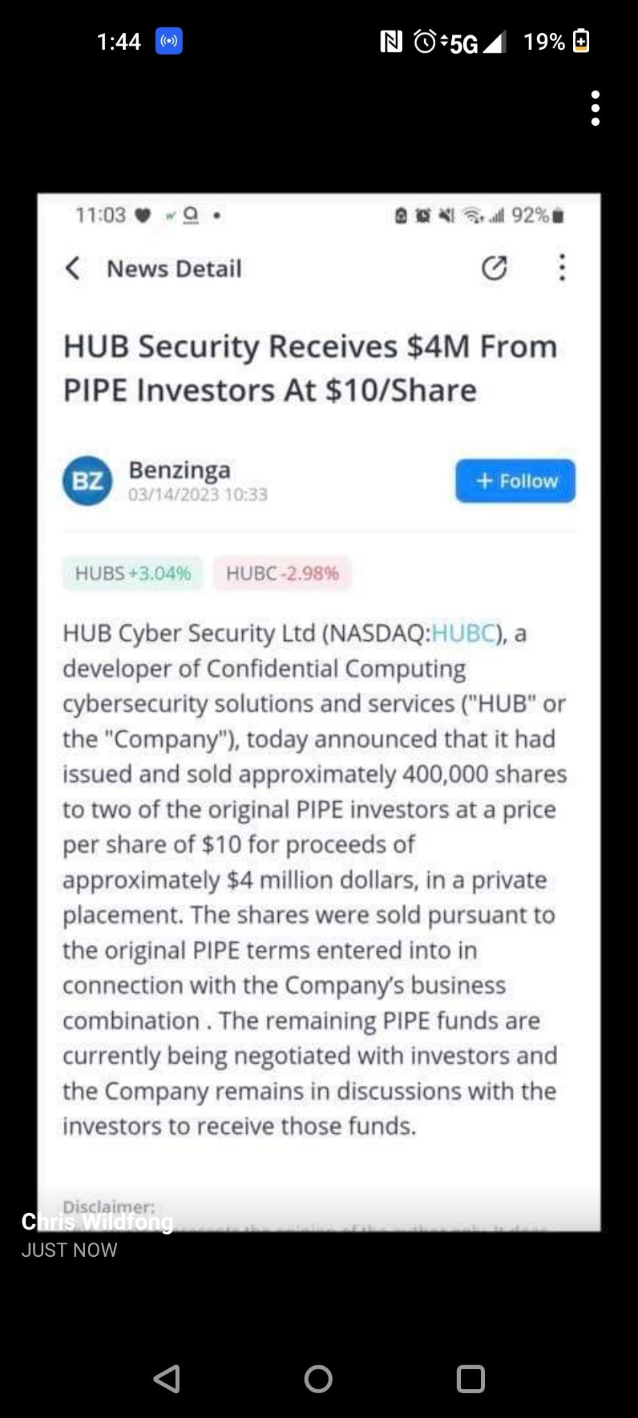 $HUB Cyber Security (HUBC.US)$ 更多好消息，如果我们幸运的话，可能会出现潜在的港币走高。