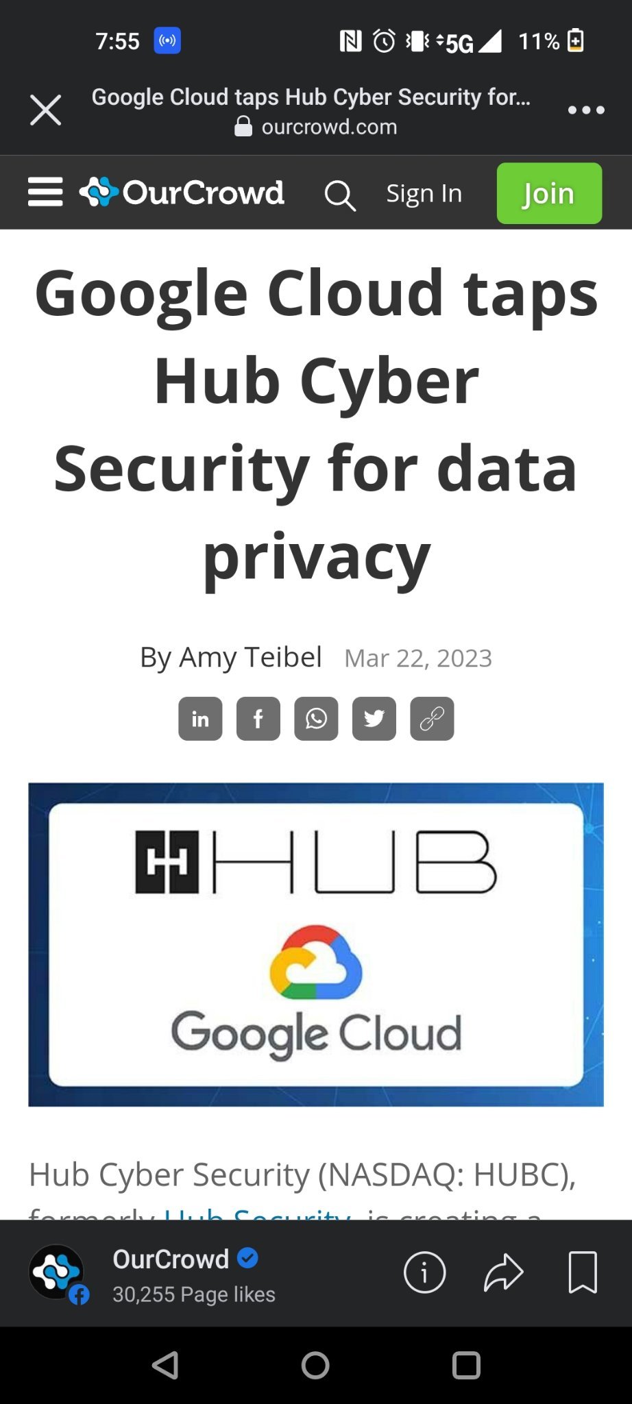 $HUB Cyber Security (HUBC.US)$ hubbc 將來到谷歌雲人