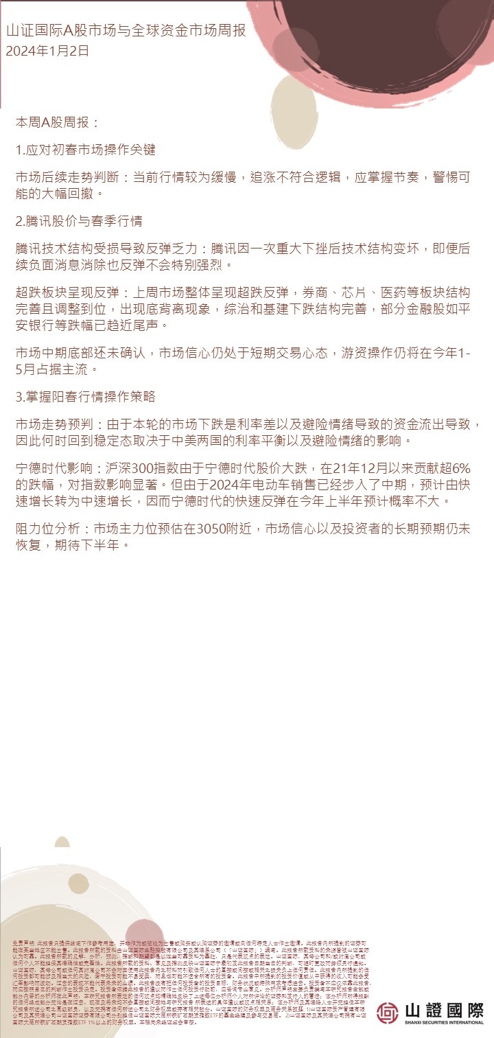 铁矿石与 A 股市场周报与全球资金市场周报 20240102