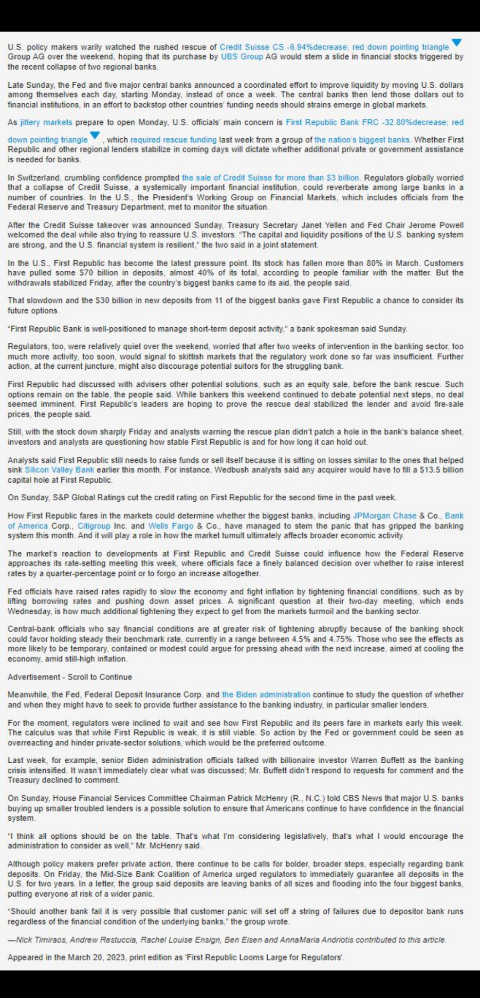 $First Republic Bank (FRC.US)$ Really good news finally released. $frc only saw $70b (40%) of its deposit base leave during the crisis. This is the number every...