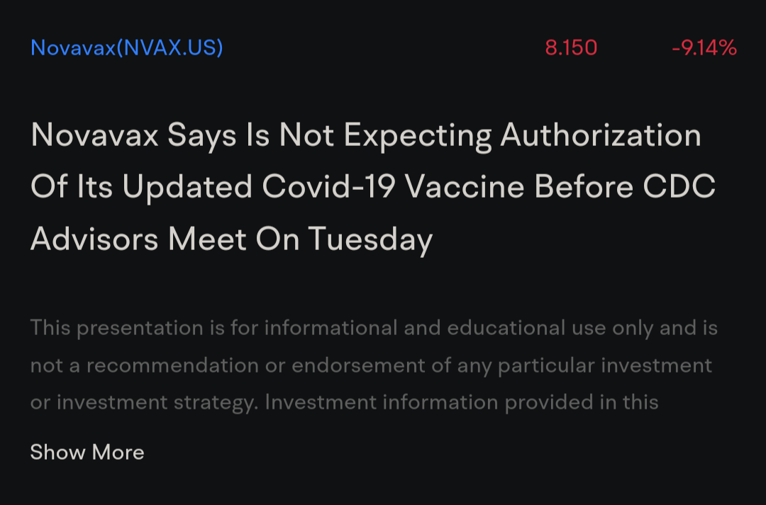 $諾瓦瓦克斯醫藥 (NVAX.US)$ NVAX 正在落後，因為 MRNA 和 PFE 現已獲得完全批准