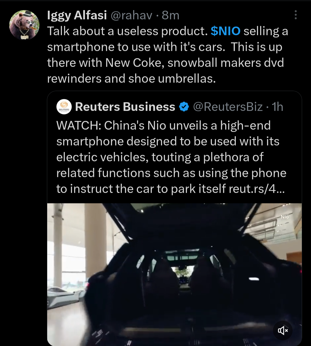 $蔚來 (NIO.US)$ 😂☠️ DVD回放機..對於一家無利潤的公司來說，這真是浪費錢。