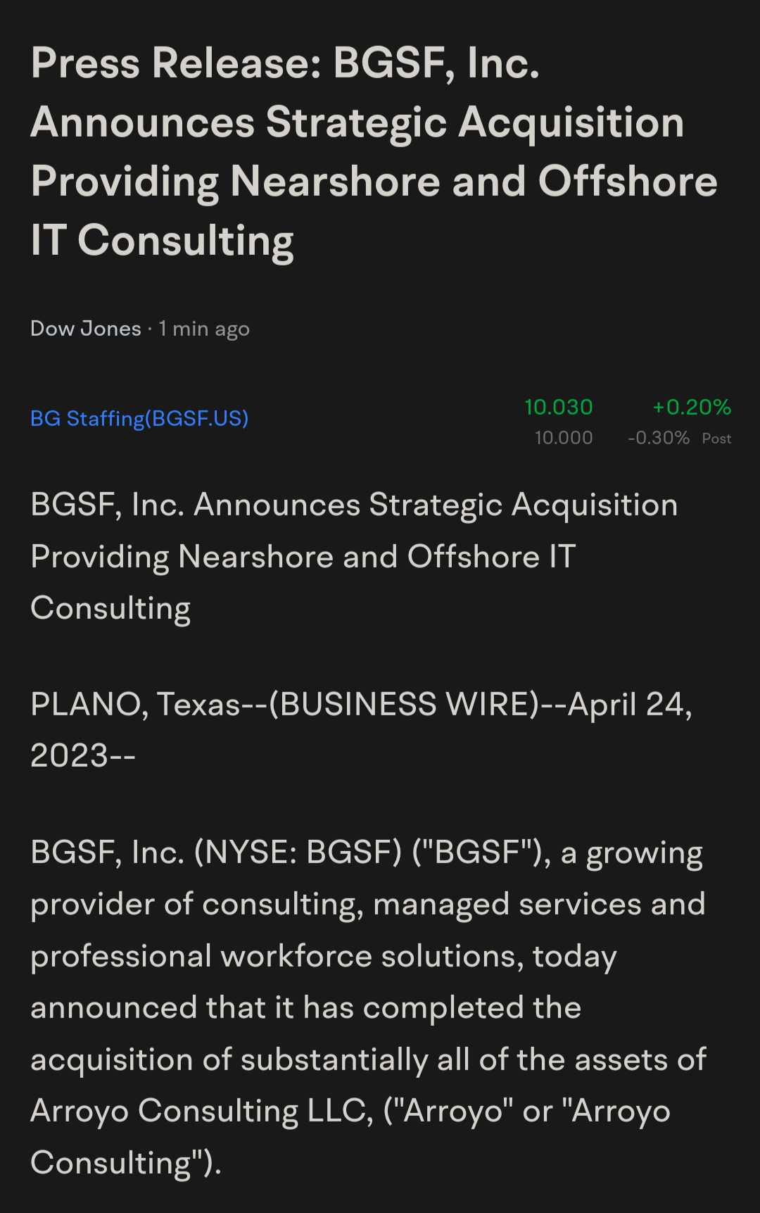 $BG Staffing (BGSF.US)$ 👀