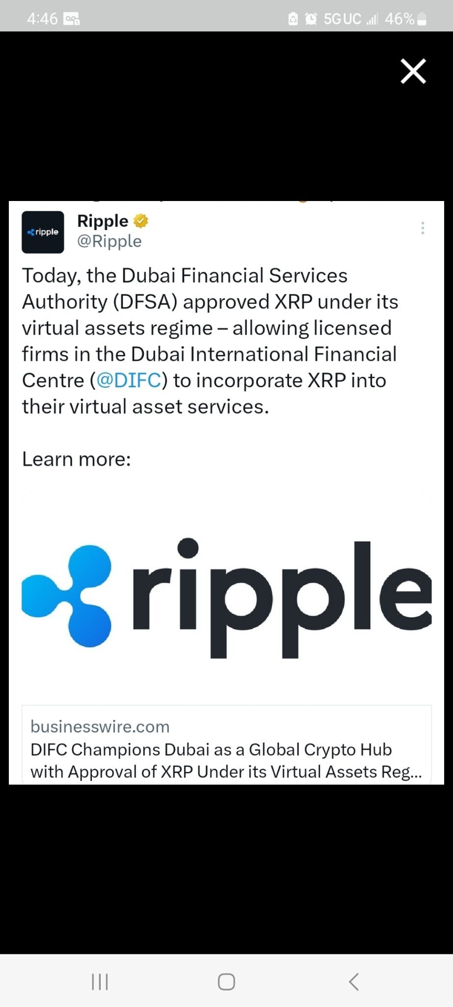 $リップル (XRP.CC)$ 到着するドバイ