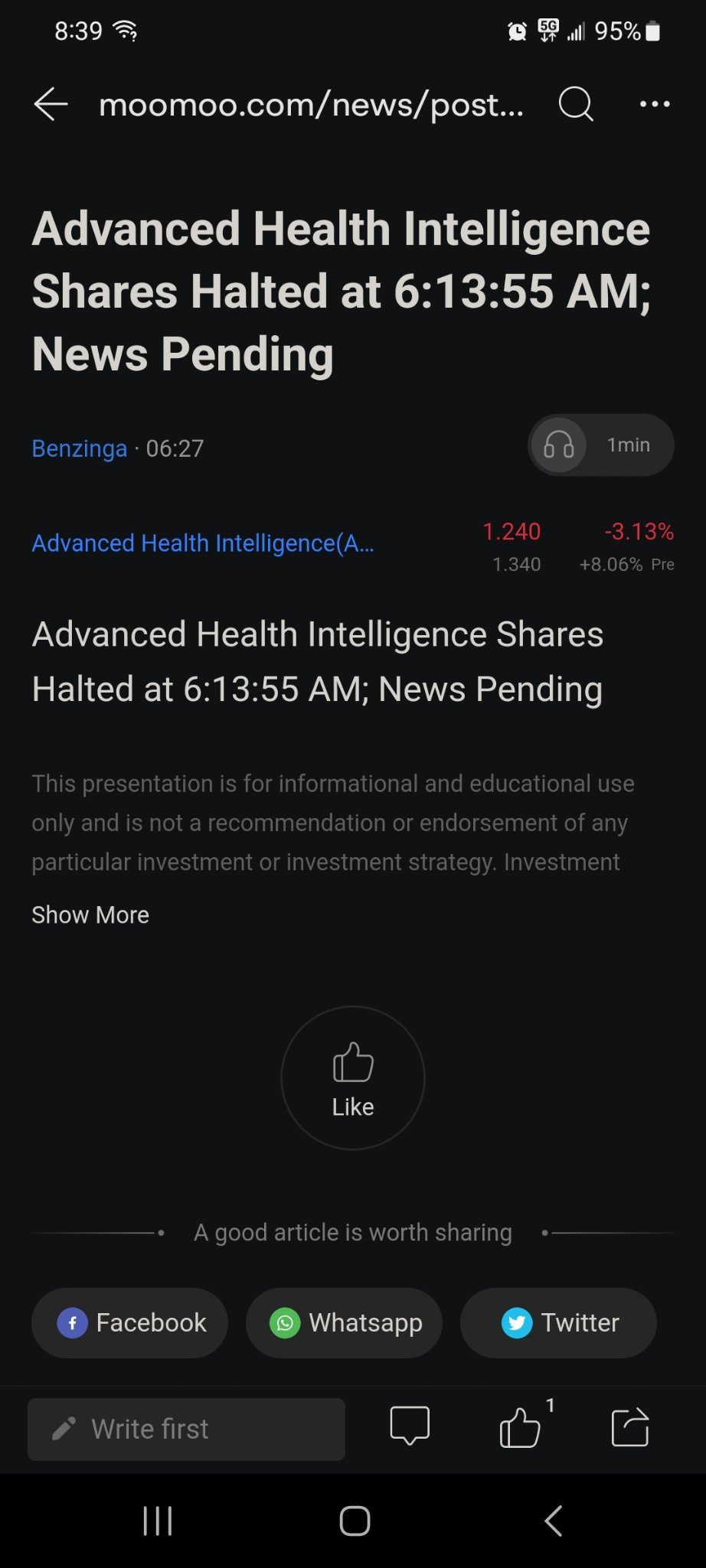 $Advanced Health Intelligence (AHI.US)$