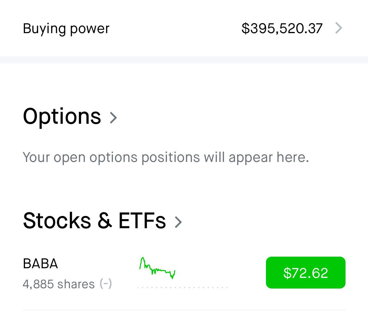 $阿里巴巴 (BABA.US)$ 希望今天看到這個變為綠色📈 我買了很多。