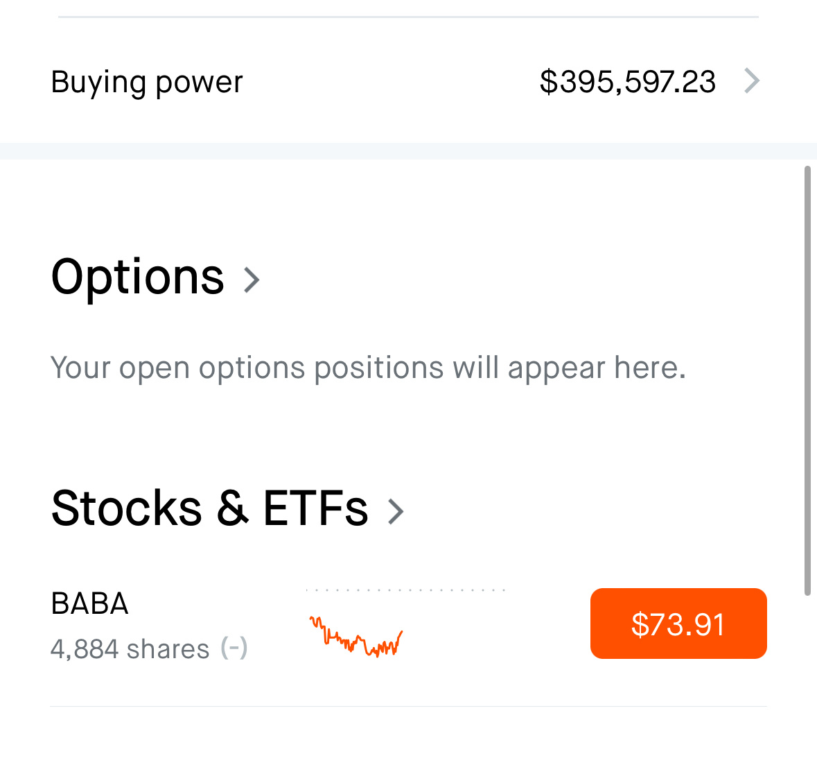 $Alibaba (BABA.US)$ bought more. I now have 4884 shares total🍀