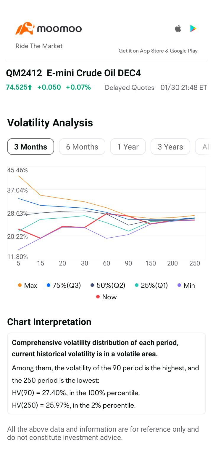 e-mini crude oil volatality analysis