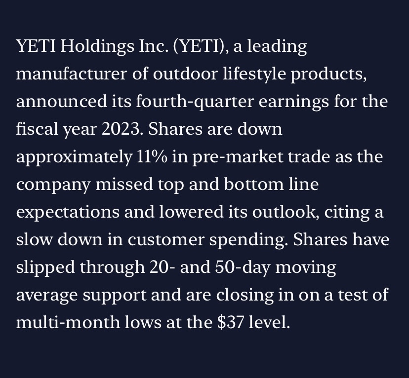 🧃⚡️🧃⚡️🧃⚡️🧃 $YETI Holdings (YETI.US)$ 📊⚡️📊