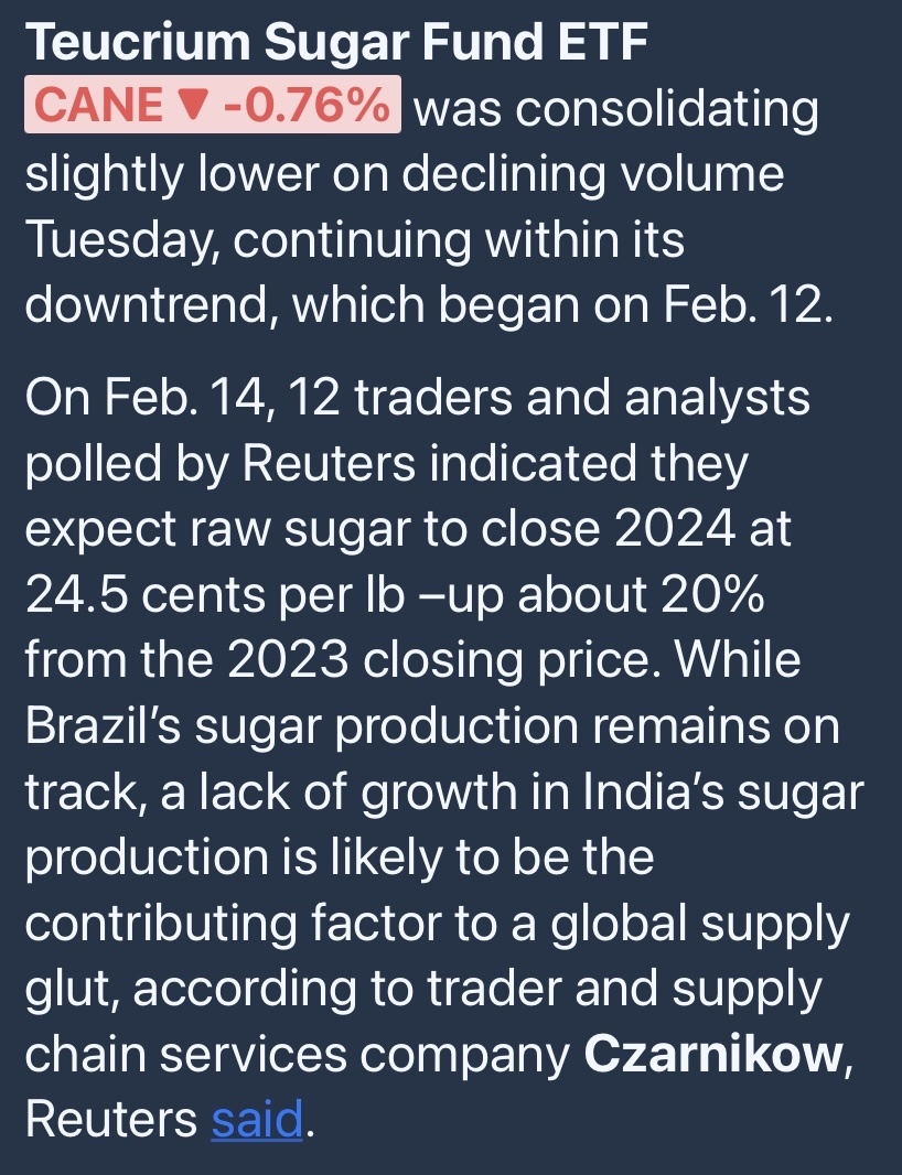 🚨⚡️🚨⚡️🚨⚡️🚨 $Teucrium Sugar Fund Etv (CANE.US)$ 📊⚡️📊