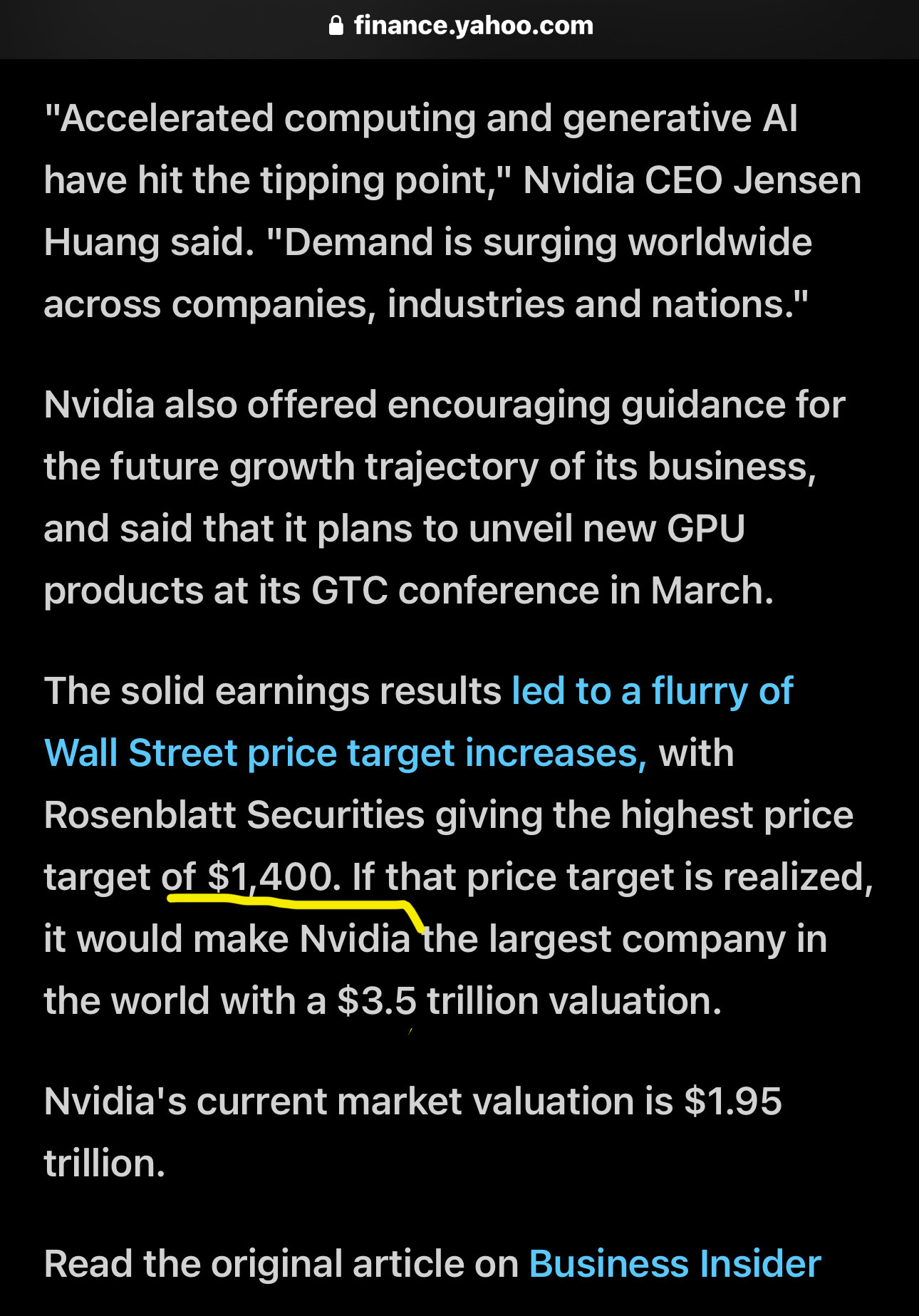 最高価格ターゲット？Rosenblatt Securitiesによる1400ドル - moomooコミュニティ