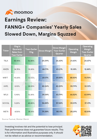 Earnings Review: FANNG+ Companies' Yearly Sales Slowed Down, Margins Squzzed