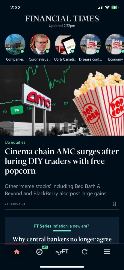 Top story on the FT
