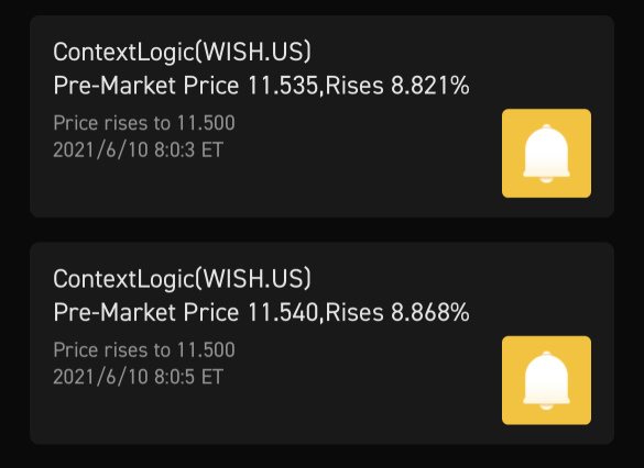 Why notifications show price different as real market