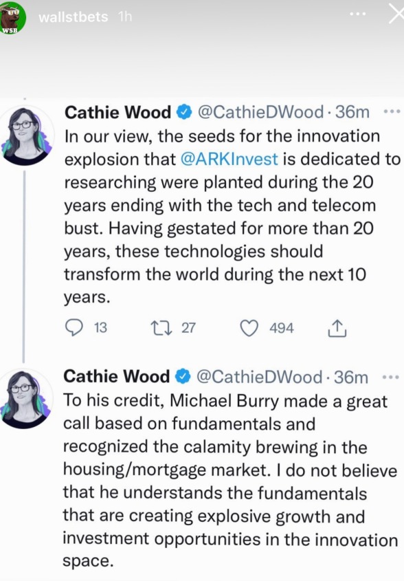 Cathie wood vs Michael Burry