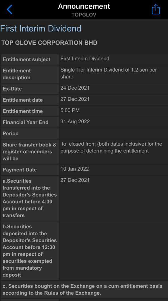 News: 1st Interim Dividend