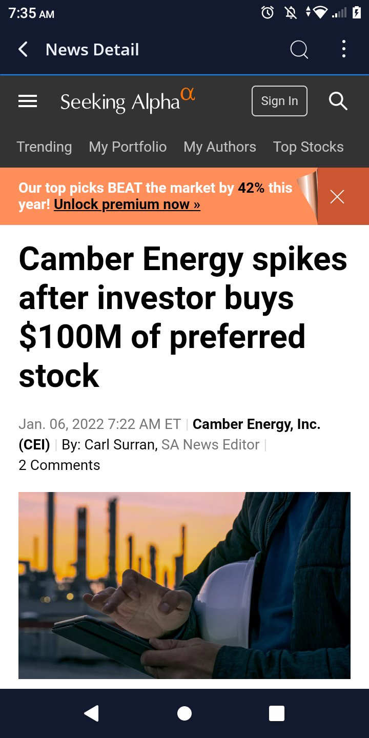 $Camber Energy(CEI.US)$ executed and delivered a Warrant Agreement on 31 Dec 2021 in favour of investor entitled them to purchase up to 100,...