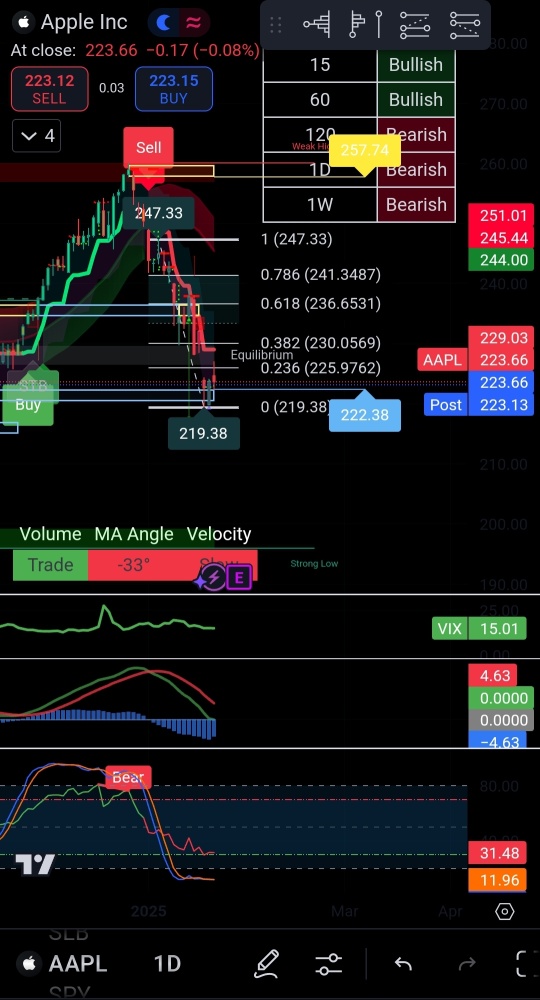 SPY、AAPL、SLB：4小時對比1天！（下行%）