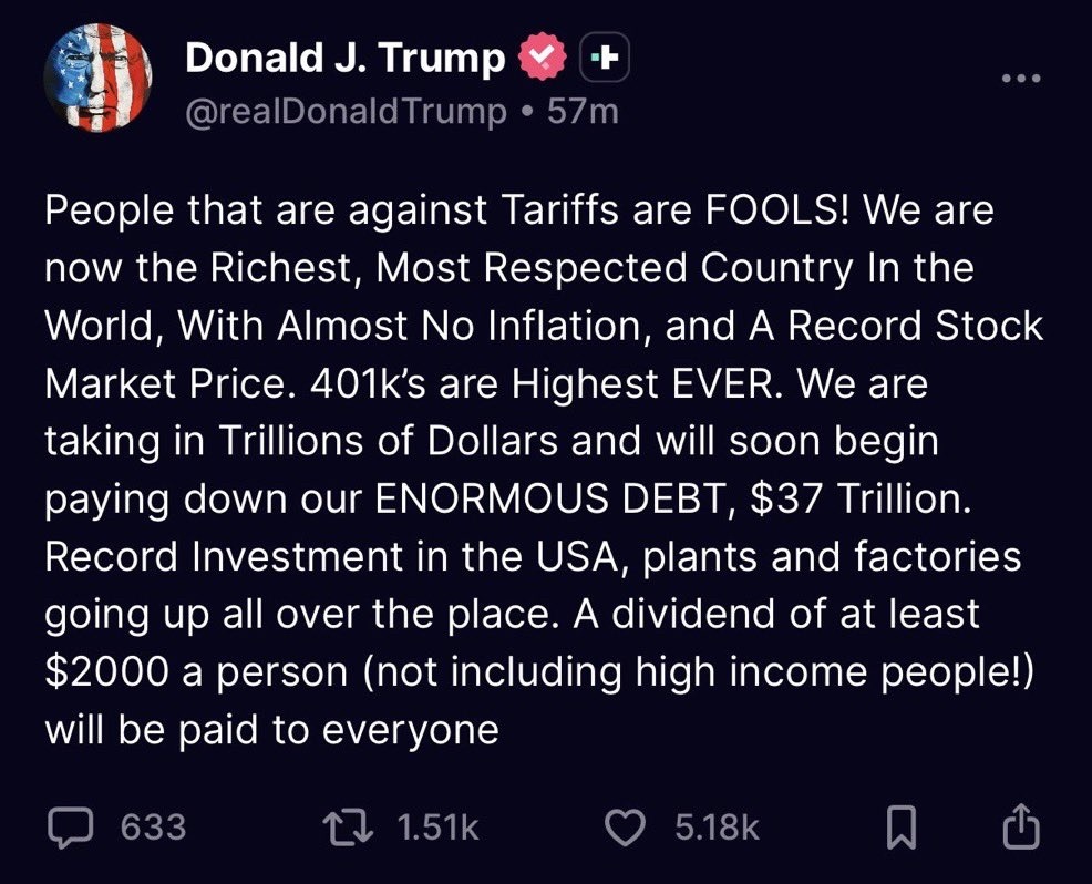 🇺🇸特朗普计划向民众发放至少2000 美元的股息，就像2020 年新冠疫情期间发放的1200 美元刺激支票一样... - moomoo 社区