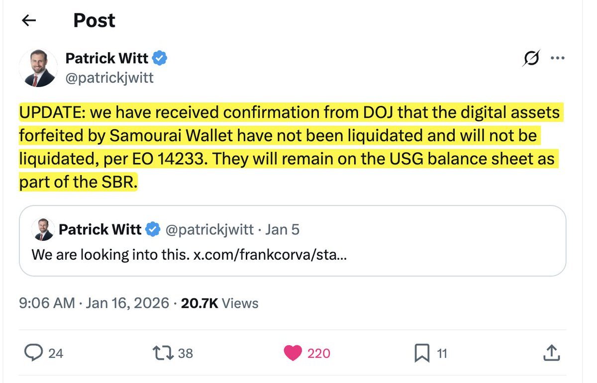 速報：ドナルド・トランプ大統領の暗号通貨担当執行役員は、政府がSamourai Walletから没収されたビットコインを... -  moomooコミュニティ