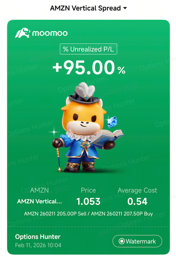 📊 第二部分：亞馬遜（AMZN）週中期權更新：期權價差策略（56%-95%收益）對比買入看漲期權投機（-99%損失）