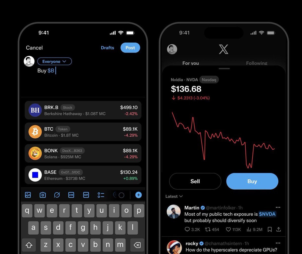 🚨 Xはタイムラインから直接仮想通貨トークンや株価を追跡できる機能を組み込む準備を進めています。 - moomooコミュニティ